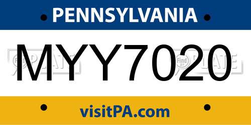 MYY7020 Pennsylvania License Plate