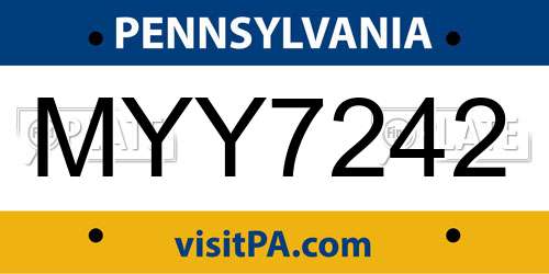 MYY7242 Pennsylvania License Plate