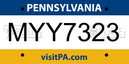 MYY7323 Pennsylvania License Plate