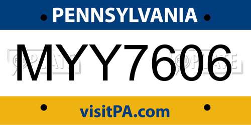 MYY7606 Pennsylvania License Plate