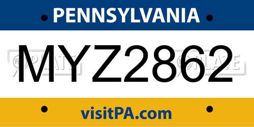 MYZ2862 Pennsylvania License Plate