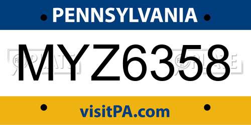 MYZ6358 Pennsylvania License Plate