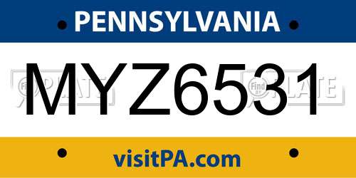 MYZ6531 Pennsylvania License Plate