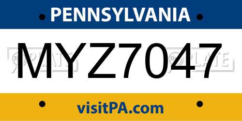MYZ7047 Pennsylvania License Plate