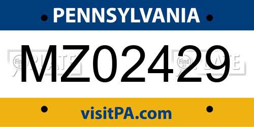 MZ02429 Pennsylvania License Plate