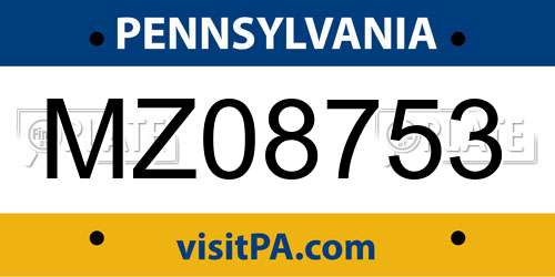MZ08753 Pennsylvania License Plate