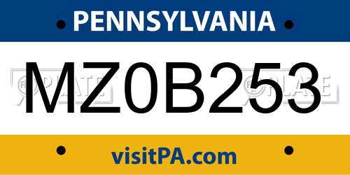 MZ0B253 Pennsylvania License Plate