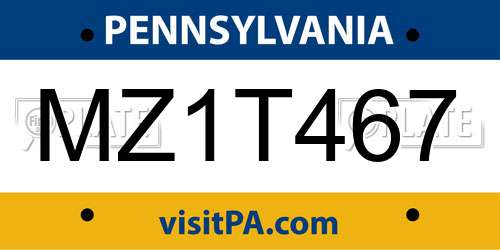 MZ1T467 Pennsylvania License Plate