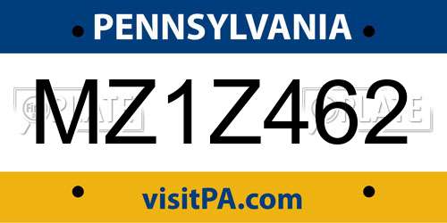 MZ1Z462 Pennsylvania License Plate