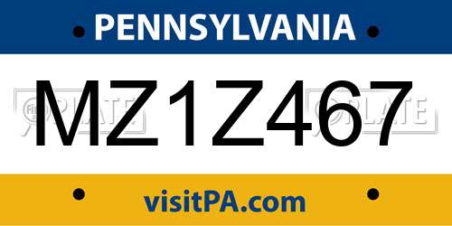 MZ1Z467 Pennsylvania License Plate
