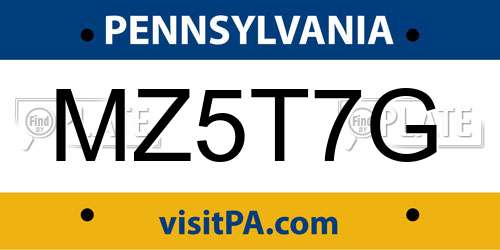 MZ5T7G Pennsylvania License Plate