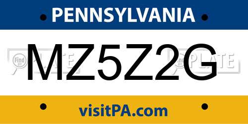 MZ5Z2G Pennsylvania License Plate