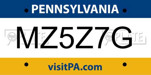 MZ5Z7G Pennsylvania License Plate