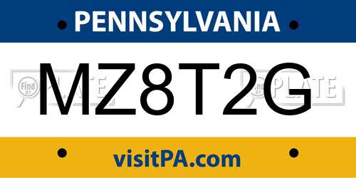 MZ8T2G Pennsylvania License Plate