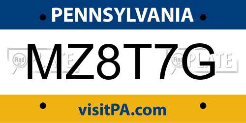 MZ8T7G Pennsylvania License Plate
