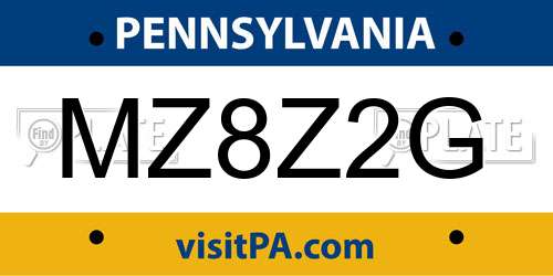 MZ8Z2G Pennsylvania License Plate
