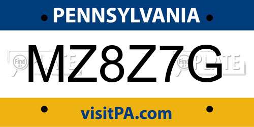 MZ8Z7G Pennsylvania License Plate