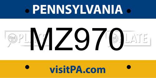 MZ970 Pennsylvania License Plate