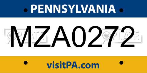 MZA0272 Pennsylvania License Plate