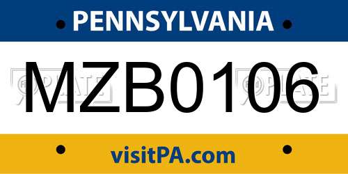 MZB0106 Pennsylvania License Plate