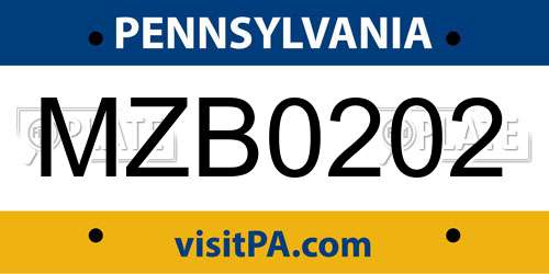 MZB0202 Pennsylvania License Plate