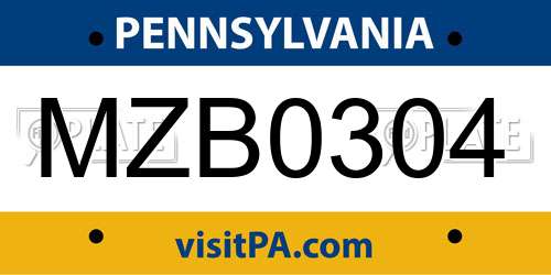 MZB0304 Pennsylvania License Plate