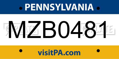 MZB0481 Pennsylvania License Plate