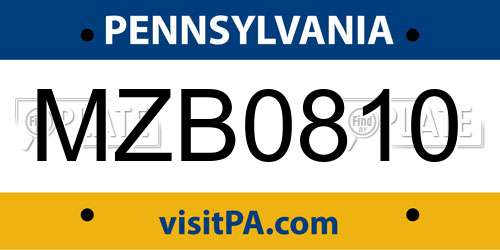 MZB0810 Pennsylvania License Plate