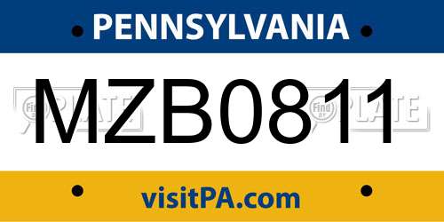 MZB0811 Pennsylvania License Plate
