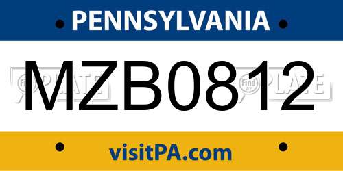 MZB0812 Pennsylvania License Plate