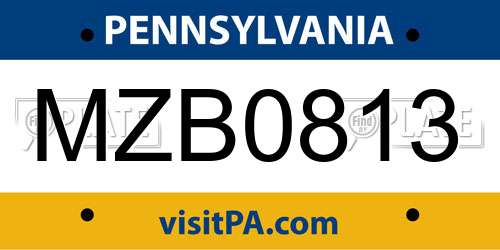 MZB0813 Pennsylvania License Plate