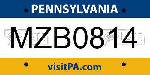 MZB0814 Pennsylvania License Plate