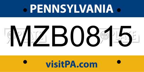 MZB0815 Pennsylvania License Plate