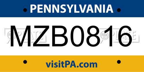MZB0816 Pennsylvania License Plate