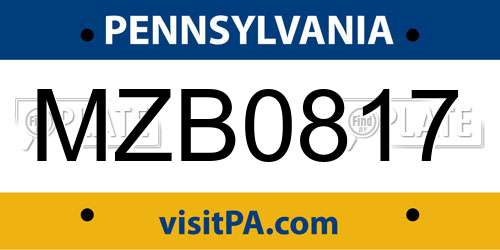 MZB0817 Pennsylvania License Plate