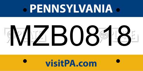 MZB0818 Pennsylvania License Plate