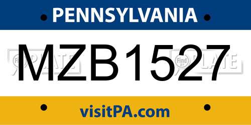 MZB1527 Pennsylvania License Plate