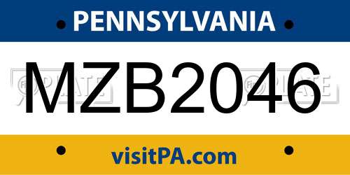 MZB2046 Pennsylvania License Plate