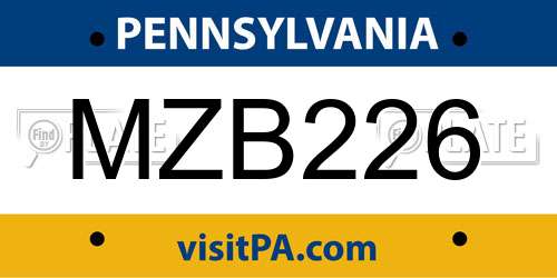 MZB226 Pennsylvania License Plate