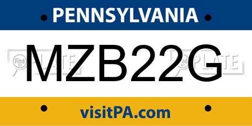 MZB22G Pennsylvania License Plate