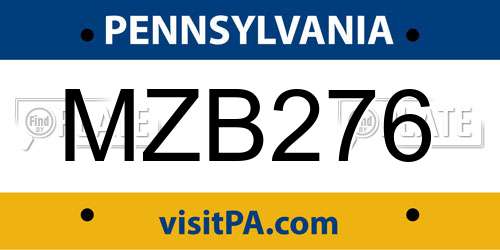 MZB276 Pennsylvania License Plate