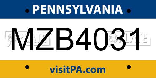 MZB4031 Pennsylvania License Plate