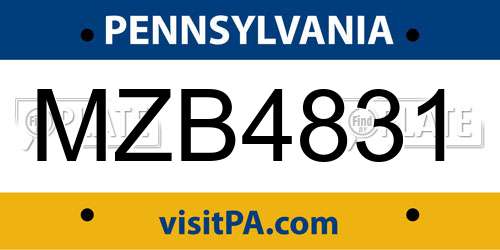 MZB4831 Pennsylvania License Plate