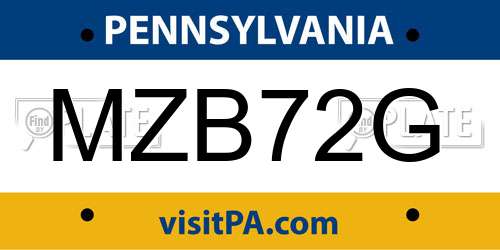 MZB72G Pennsylvania License Plate