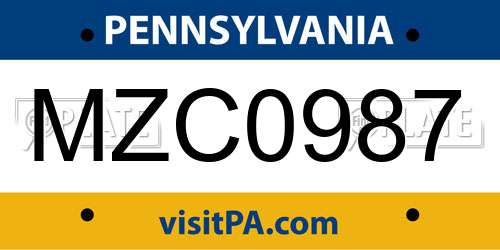 MZC0987 Pennsylvania License Plate