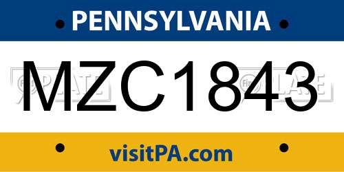 MZC1843 Pennsylvania License Plate