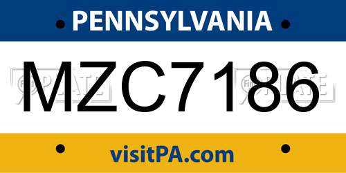 MZC7186 Pennsylvania License Plate