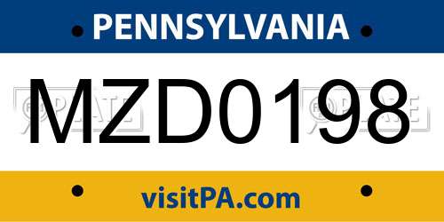 MZD0198 Pennsylvania License Plate