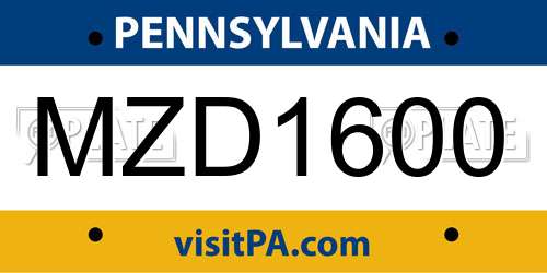 MZD1600 Pennsylvania License Plate