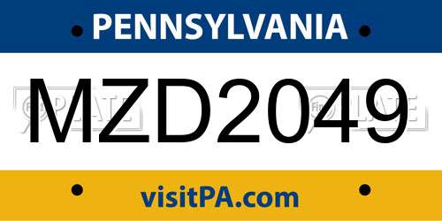 MZD2049 Pennsylvania License Plate